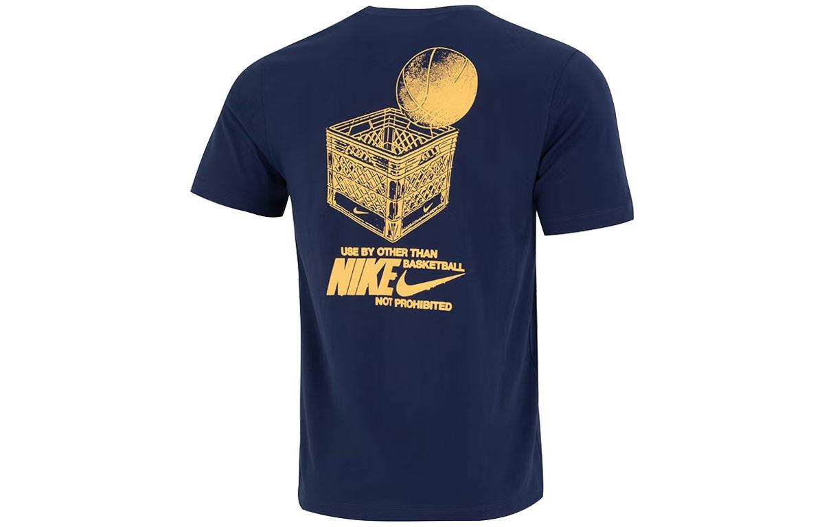 Nike T Shirts Men s Navy Blue Crew Neck Moderate Straight Fit DR7638-410 M