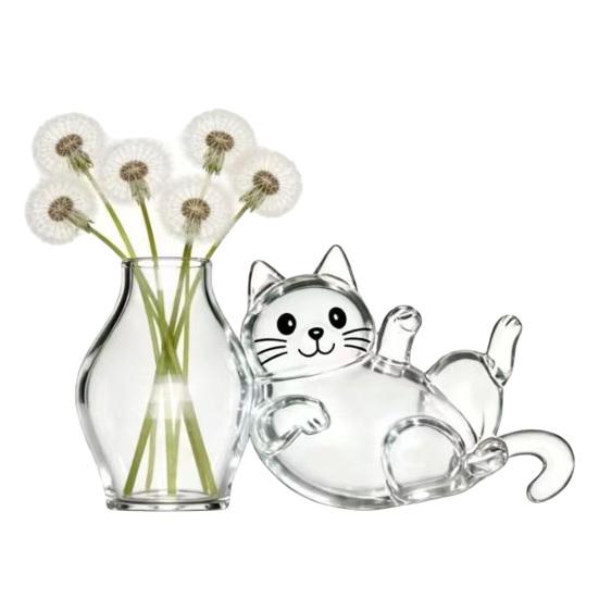 Cat Whiskers Holder Refrigerator Magnet Transparent Cat Furs Keepsake Vase Fridge Magnet D