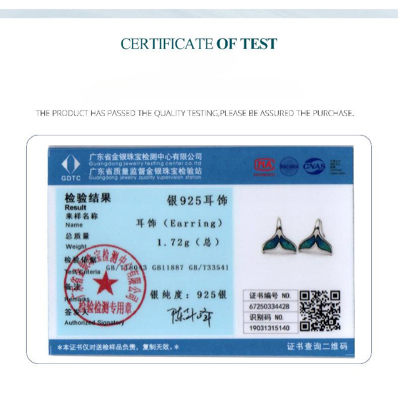 Mermaid Tail Ear Hook Earrings, Romantic Summer Colorful Fishtail S925 Sterling Silver Earrings