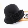 Hat Women's autumn and winter woolen hat British retro bowler hat Elegant and fashionable flower fashion hat Felt hat Trendy and casual