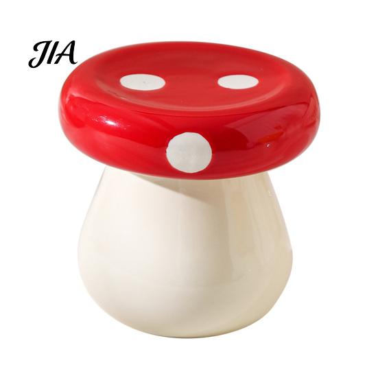 Mushroom Toothpick Box Ceramic Holder, Cotton Swabs Dental Floss Container, Shape Storage for Home and Kitchen Countertop Desktop