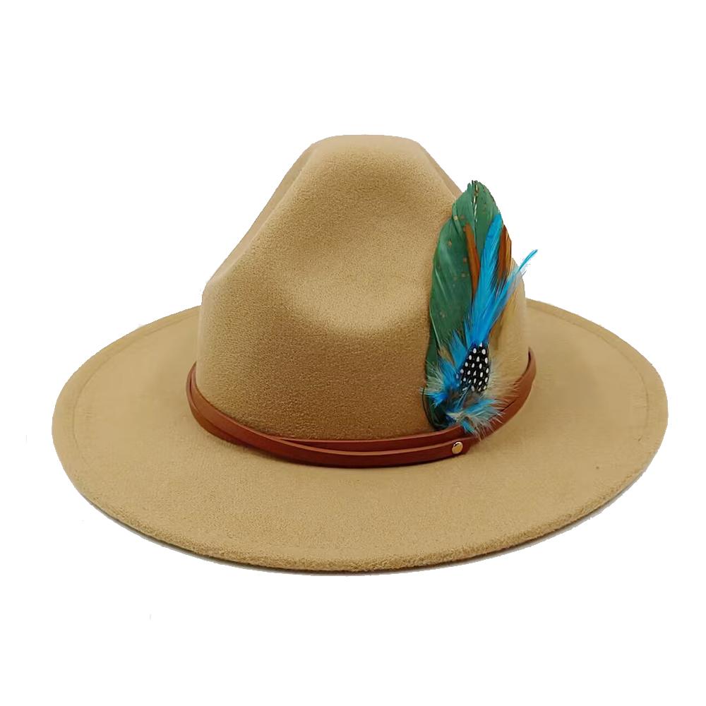 

Winter suede fedora hat for men and women autumn and winter jazz hat 9.5 cm wide classic panama hat M56-58CM