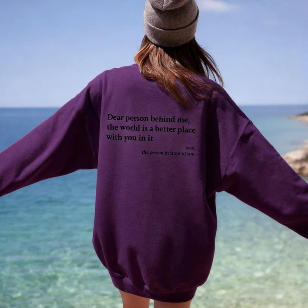Popular you are enough dear people casual crew neck long sleeve printed fleece sweater
