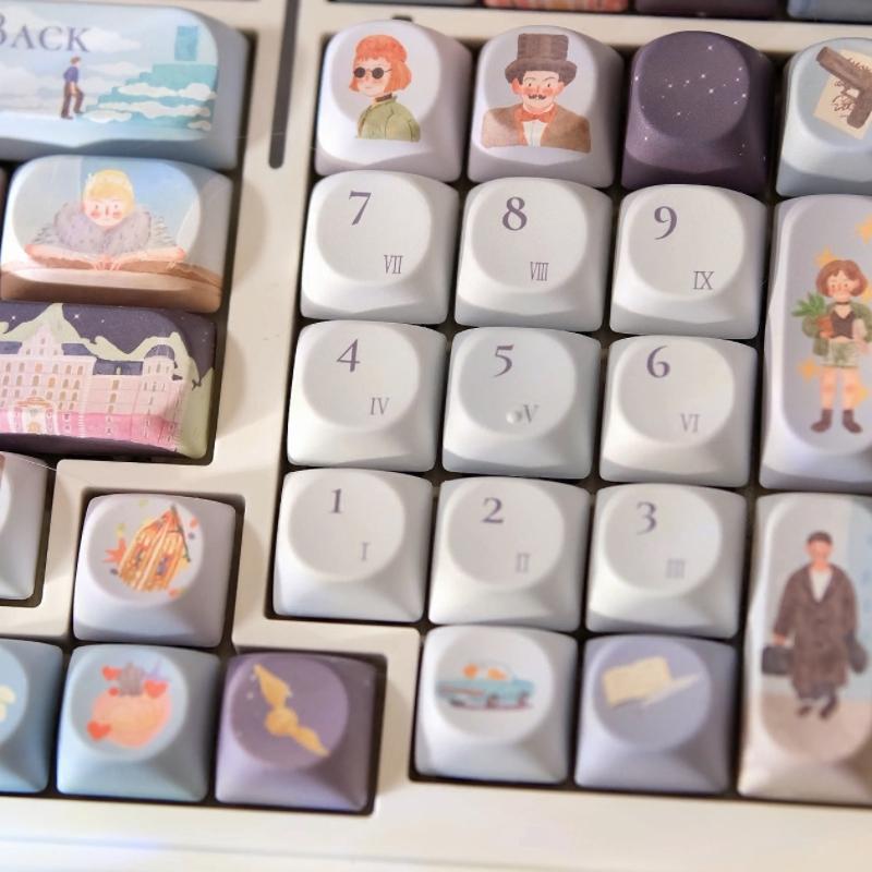 Movie Poetry Line Keycaps Cherry SO PBT Sublimation Classic Movie Theme Keycap 133 keys including 'L' ENTER key and 7U Spacebar