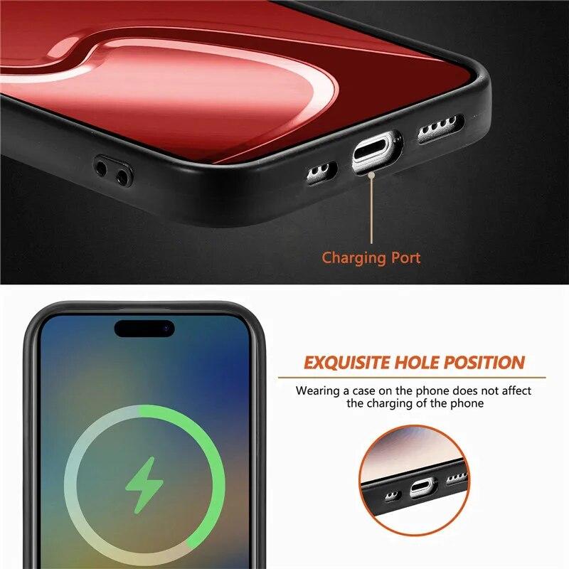 Bunte kabellose Lade-Handyhülle für iPhone 15 Pro Max 14 Plus 13 12 11 SE X für Samsung Galaxy S24 Ultra S23 S21 FE A35 A15 A54 A34 A53 Cover