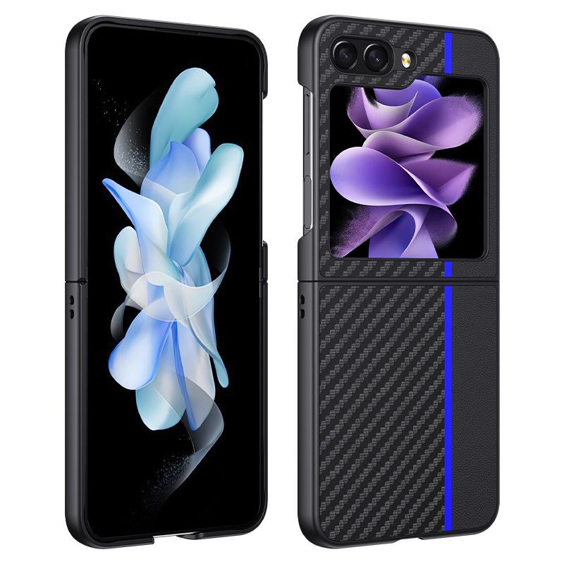 For Samsung Galaxy Z Flip6 5G Case PU Leather+PC Carbon Fiber Texture Phone Cover