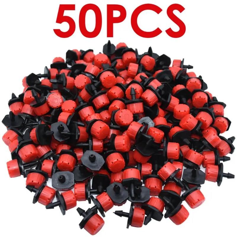 

50-100 шт. Регулируемые капельницы для полива, разбрызгиватели 1/4 , капельницы для микрокапельного полива, разбрызгиватели для системы полива Red 50PCS