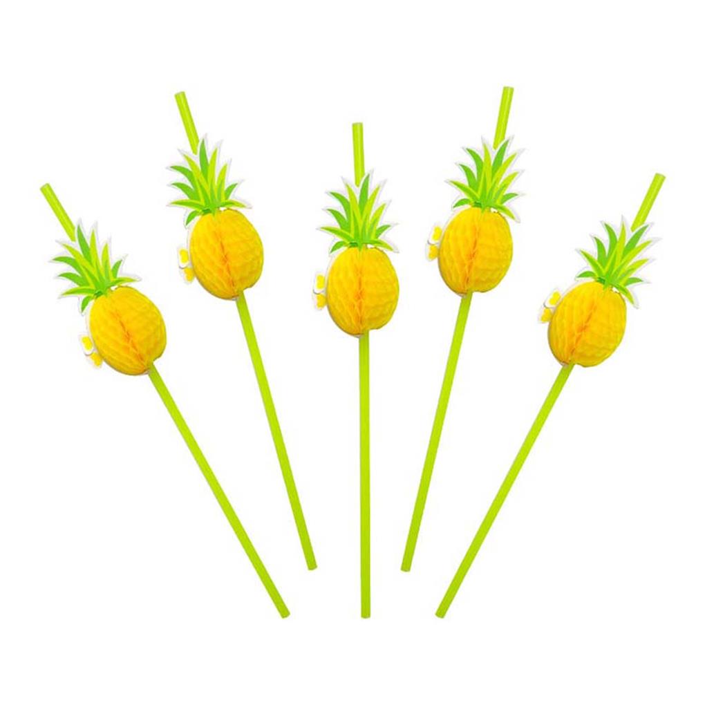 15Pcs/lots Lightweight Attractive Pineapple Straws Flexible Heating Resistance Practical Suction Tubes for Baby Decor Milk Tea