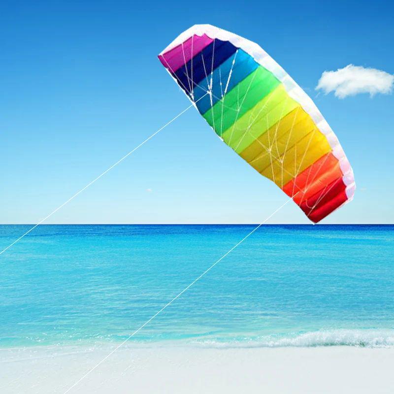 Soft Rainbow Double Line Stunt Kite - New Style Umbrella Power Kite