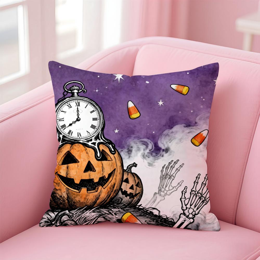 Happy Funny Spooky Surreal Art Halloween Cushion Cover Pillow Case Soft Skin Friendly Fabric Concealed Zipper