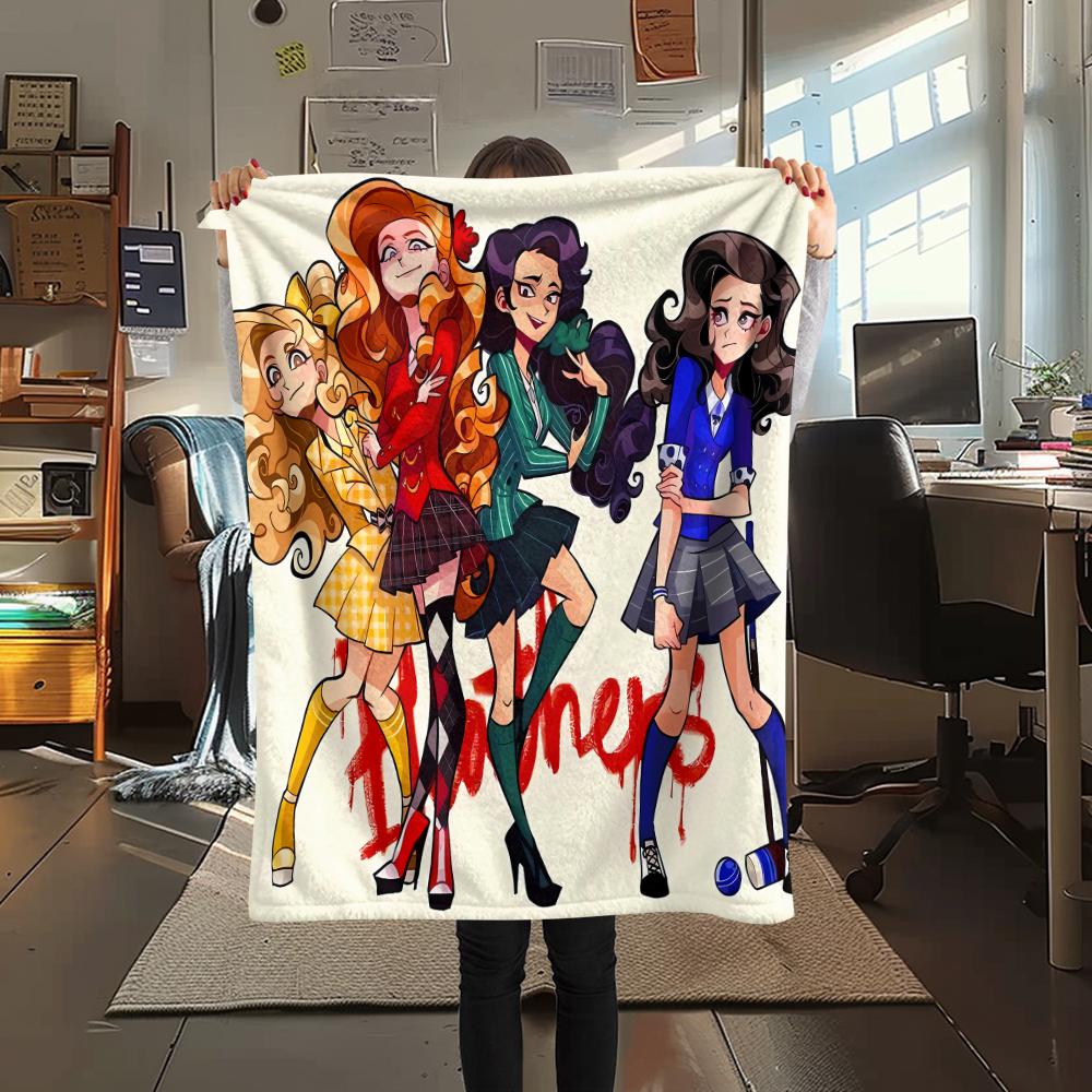 1PC Heathers Print Flannel Blanket, High quality All Seasons, Home Decor, Warmth and Comfort, Perfect for Christmas Gifts