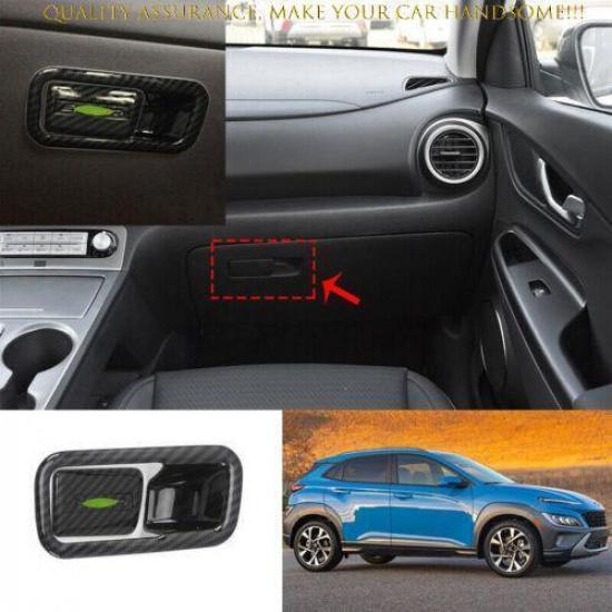For Hyundai Kona Encino 2018-2023 Carbon Fiber Co-Pilot Storage Box Handle Cover