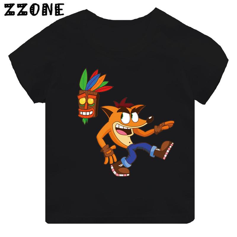 

Гарячий розпродаж Гра Crash Bandicoot Принт Мультяшна Дитяча Футболка для Дівчаток Одяг для Малюків Чорна Футболка з Коротким Рукавом Дитячі Топи 110