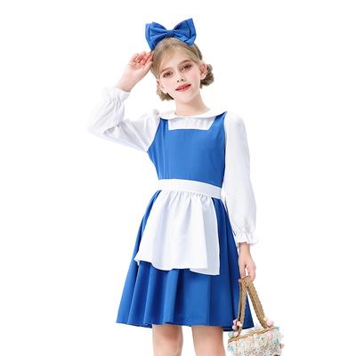 Evropské a americké dětské oblečení modré šaty služebné Alice idylické farmářské princeznovské šaty dívčí Lolita oblečení na vystoupení