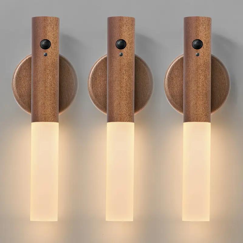 Smart Motion Sensor Night Light LED Rechargeable Magnetic Wall Lamp Portable for Hallway Bedroom Stairs Bathroom Cabinets Decor