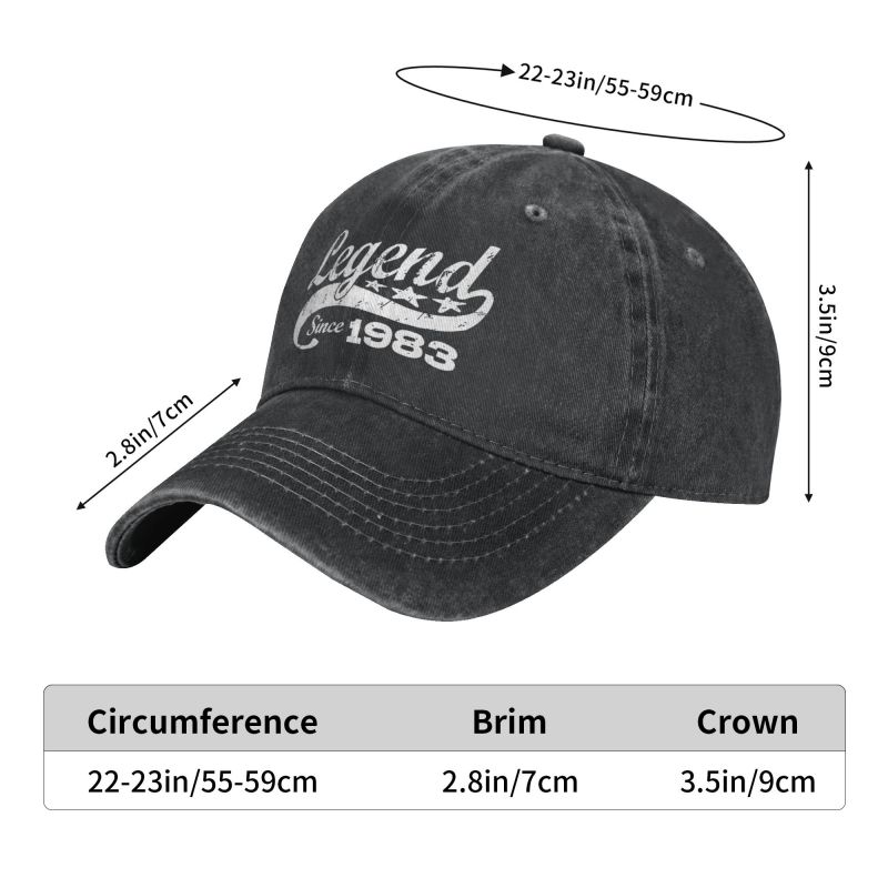 Benutzerdefinierte Baumwolle Legend seit 1983 Baseball Cap Outdoor Unisex Damen verstellbar 40. 40 Jahre alt Geburtstagsgeschenk Papa Hut Sommer
