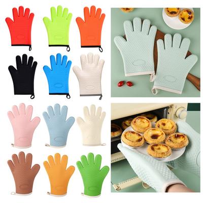 Silicone Oven Mitts Heat Resistant Anti-scald Gloves Non-slip Grip Microwave Safe Mitts
