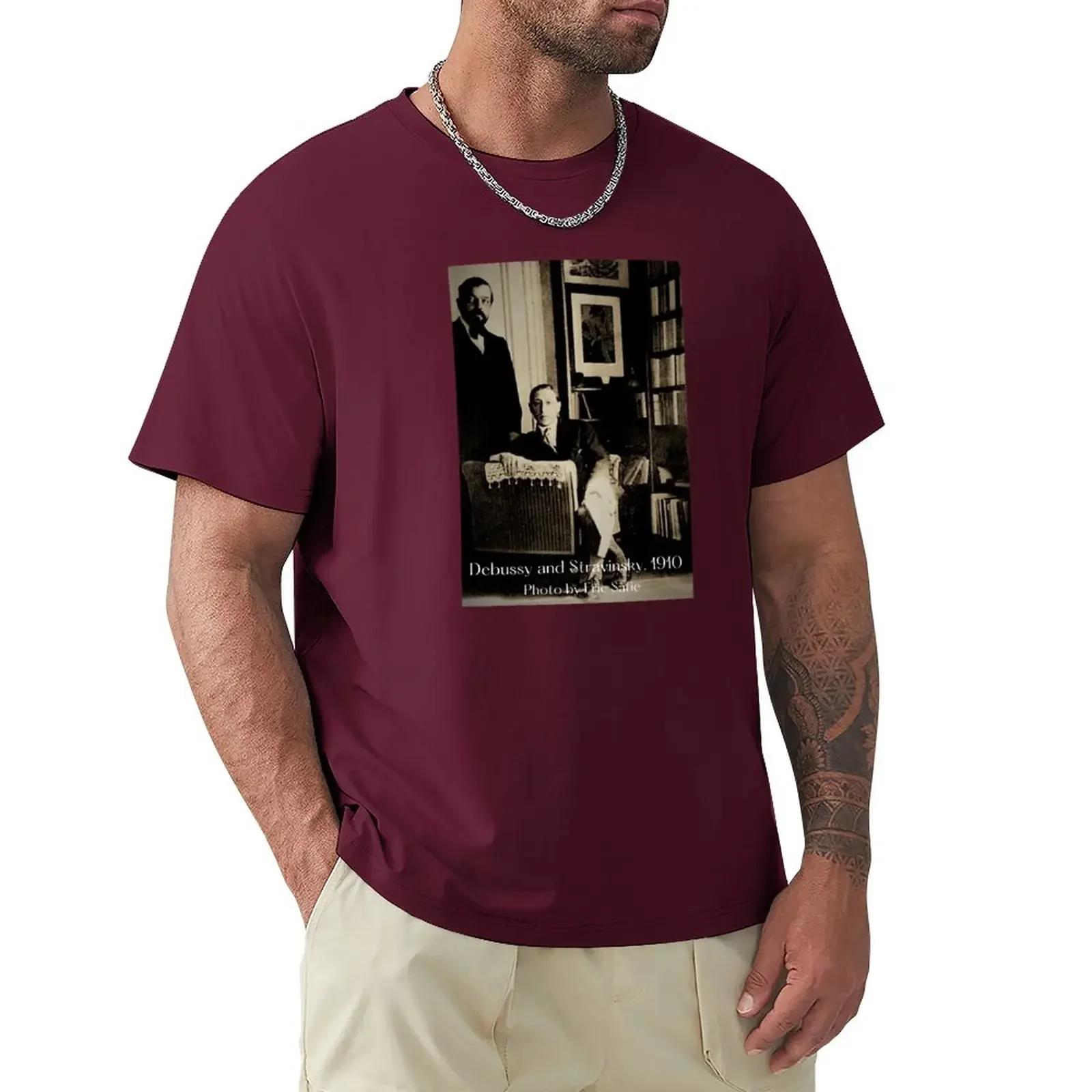 Composers Claude Debussy and Igor Stravinsky in Paris1910 Photo by Composer Erik Satie TShirt Summer fashion New Arrival Cotton S