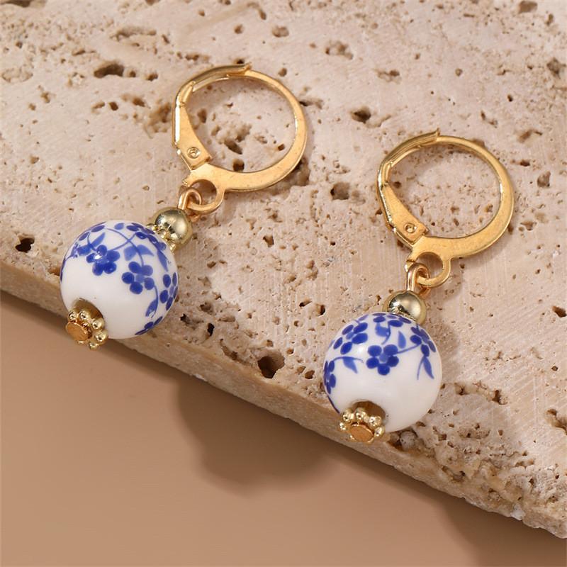 Heart Resin Plastic Earrings Vintage Chinese Design Women Decoration Fashion