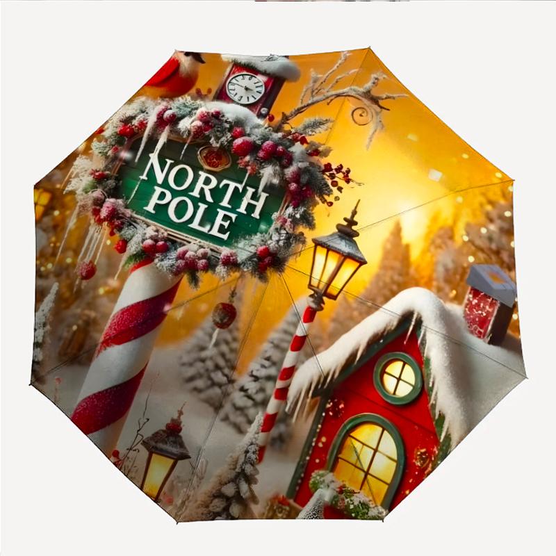 Chrismas Fashionable Automatic Opening/Closing Folding Umbrella. Portable and Foldable, Ideal for Gift, Travel, and Daily Use.