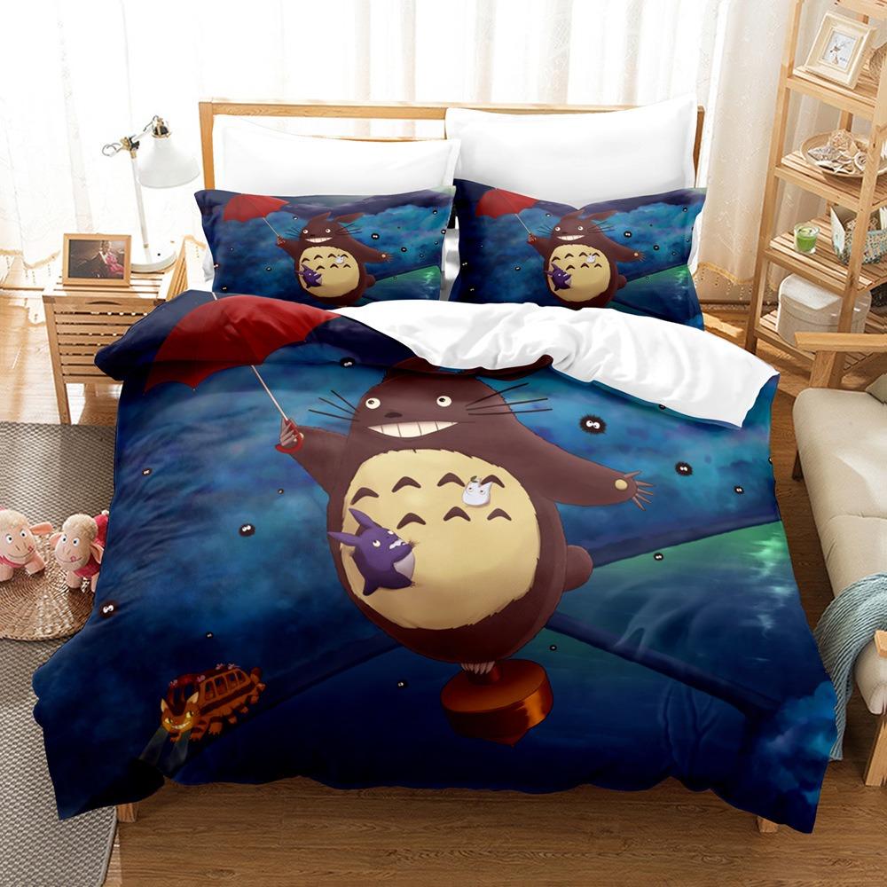 Copripiumino di lusso My Neighbor Totoro Set Biancheria da Letto Cartoni Animati per Bambini Coperta Singola Matrimoniale Decorazione Letto per Adolescenti Migliori Regali