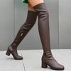 Sparkle Metallic Silver Golden Stretch Overknees Square Chunky High Heels Thigh High Long Over-the-knee Boots Shoes for Women
