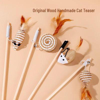 Cat Teaser Wand: Boredom Relief Mouse with Bell, Bite-Resistant, Energy-Burning Toy for Kittens.