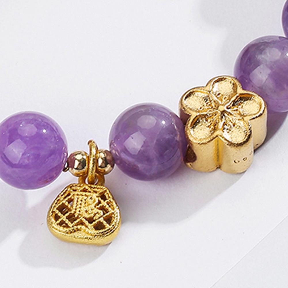 Natural Amethyst & Rose Quartz Crystal Pendant Bracelet - DIY Jewelry Souvenir