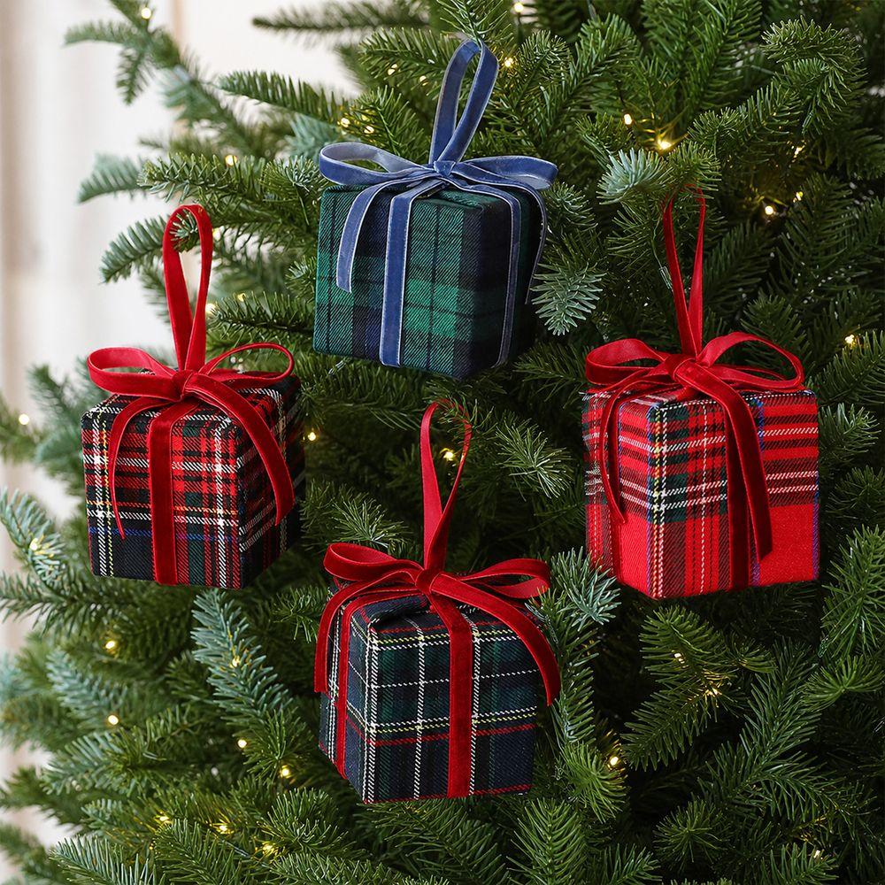 Plaid Pattern Christmas Tree Ornament Hanging Hanging Christmas Ornament Holiday Scene Decor
