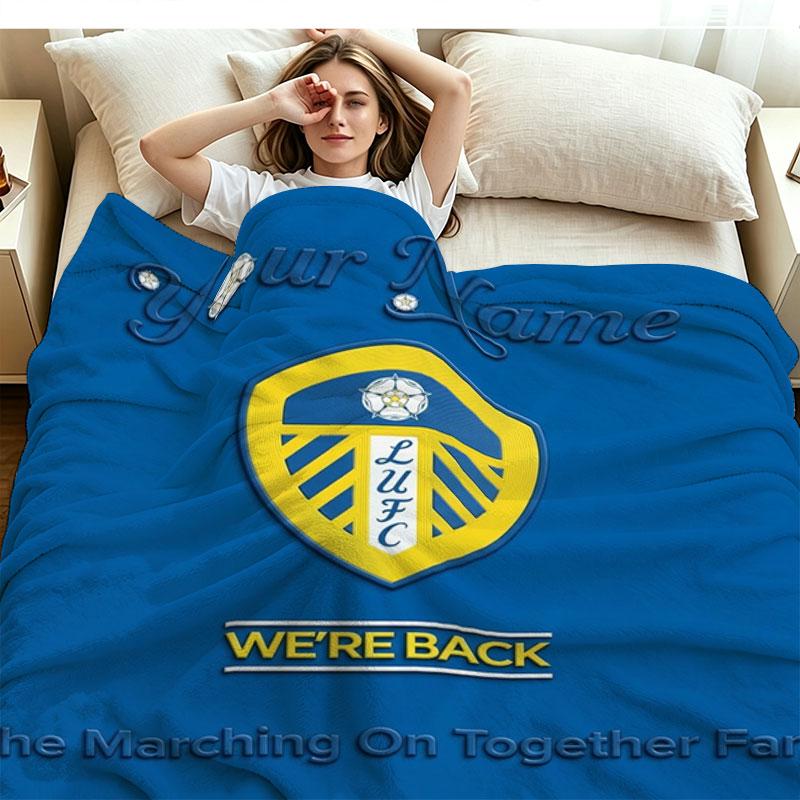1PC Leeds United Custom Name Patterned Flannel Blanket Suitable For All Seasons for Home Decor Warmth and Comfort Gifts Holiday Present
