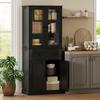 Mobile da Cucina, Credenza, Frontale in Acrilico, Cassetti, 76 x 40 x 182,5 cm, Nero