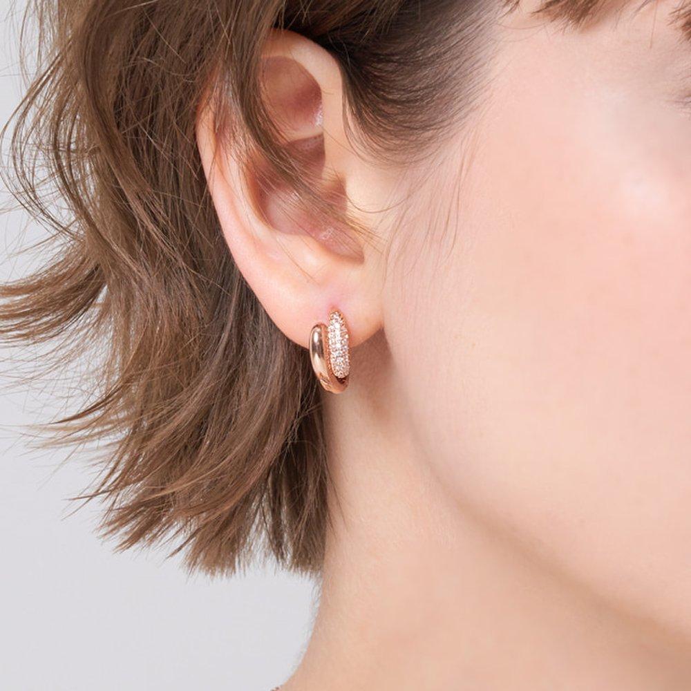 14K Gf Bling Half Stone One-Touch Earrings Elgpee573