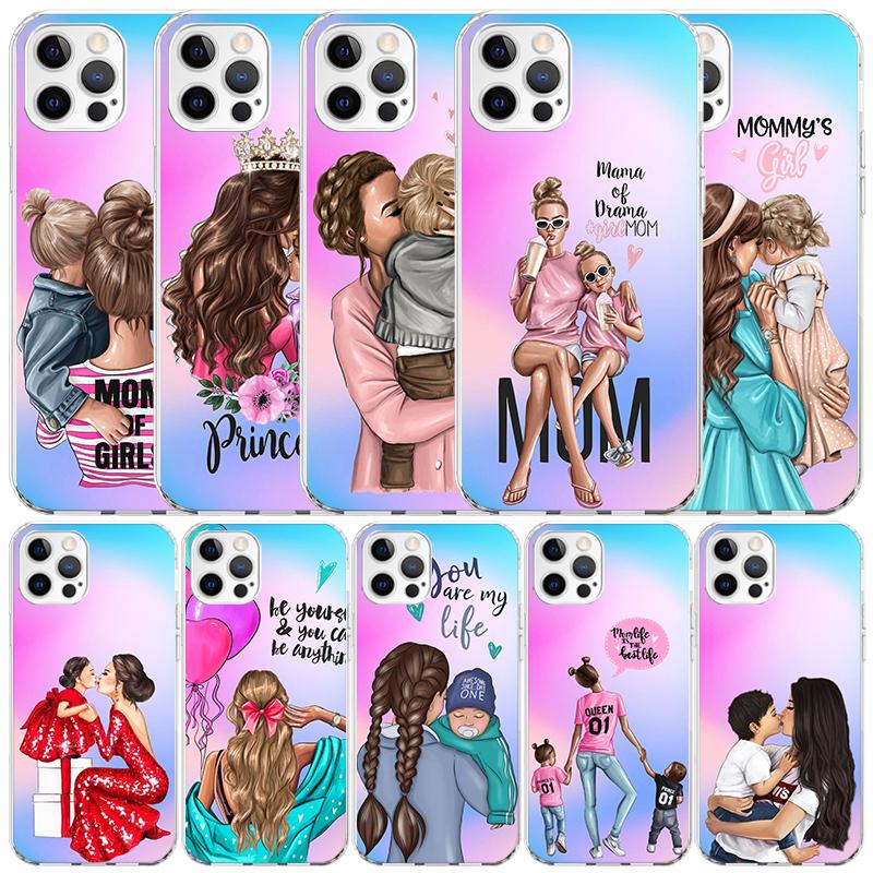 Woman Fashion Girl Super Mom Baby Soft Cover for iPhone 16 17 Air 15 14 Pro Max 16E Phone Case 13 Mini 12 11 7 SE 8 Print Patter