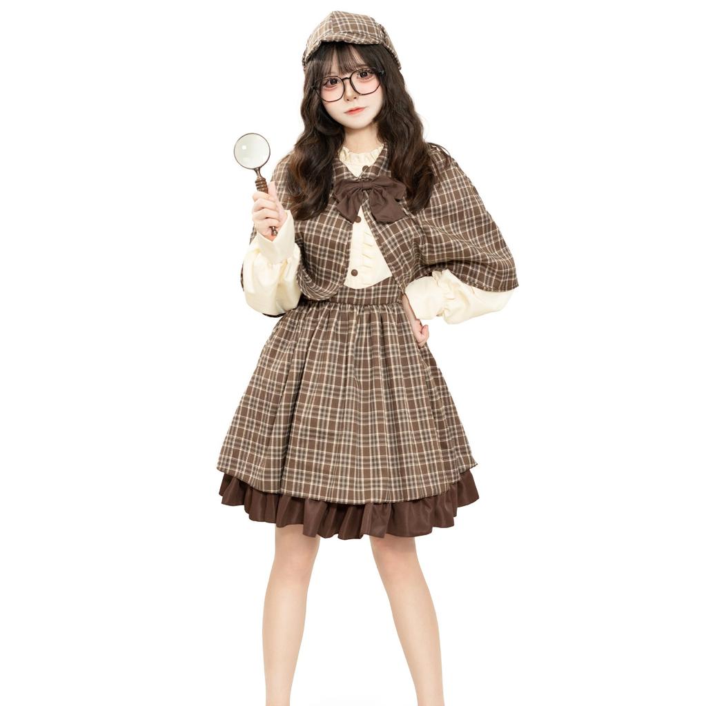 Cosplay Halloween Cosplay Sherlock Holmes Detektiv Eltern-Kind-Anzug, Spielparty Cosplay Kostümparty Damenbekleidung