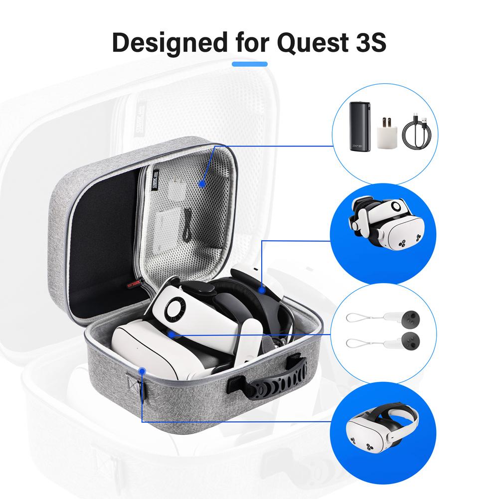 Hard Carrying Case Waterproof Portable Travel Case Shockproof Handbag with Shoulder Strap for Meta Quest 3 Headset Controllers