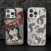Funny Lucifers Cat Phone Case for iPhone 17 Air 16 16e 15 14 Plus 13 12 11 Pro Max X Xs XR 8 Colorful Silver Hard Cover
