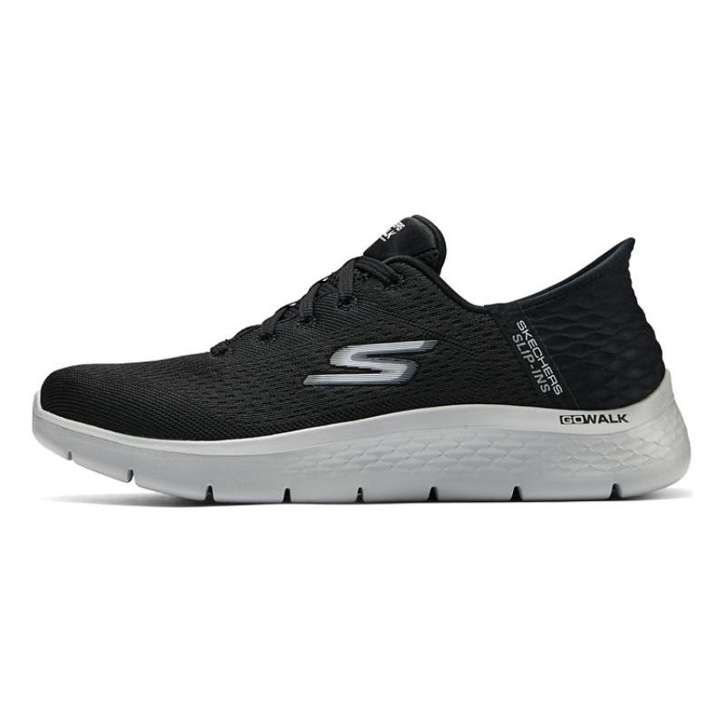 Skechers Go Walk Fle Без шнурков Slip-Ins Амортизация Износостойкие Низкие Повседневные Туфли Мужские Черный Серый 40 черный серый
