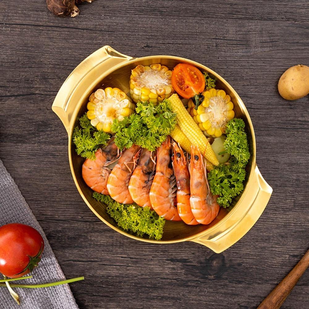 Heat Resistance Paella Pan Double Ear Instant Noodle Bowl Kitchen Tool Frying Pan  Seafood Hot Pot