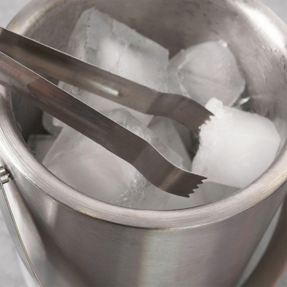 Steel Thermal Ice Bucket Thermos Container for Cubes + Tongs