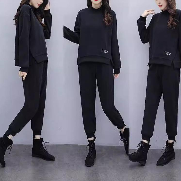 Costum sport casual largi Haine pentru femei de primăvară și toamnă, îmbrăcăminte pentru femei de dimensiuni mari, stil occidental, costum largi din două piese pentru reducerea vârstei