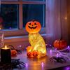 Detailed Fur Texture Figurine Lighted Pumpkin Cat Figurine, Spooky Halloween Tabletop Resin Sculpture, Party Table Centerpiece Autumn Fall Ornament