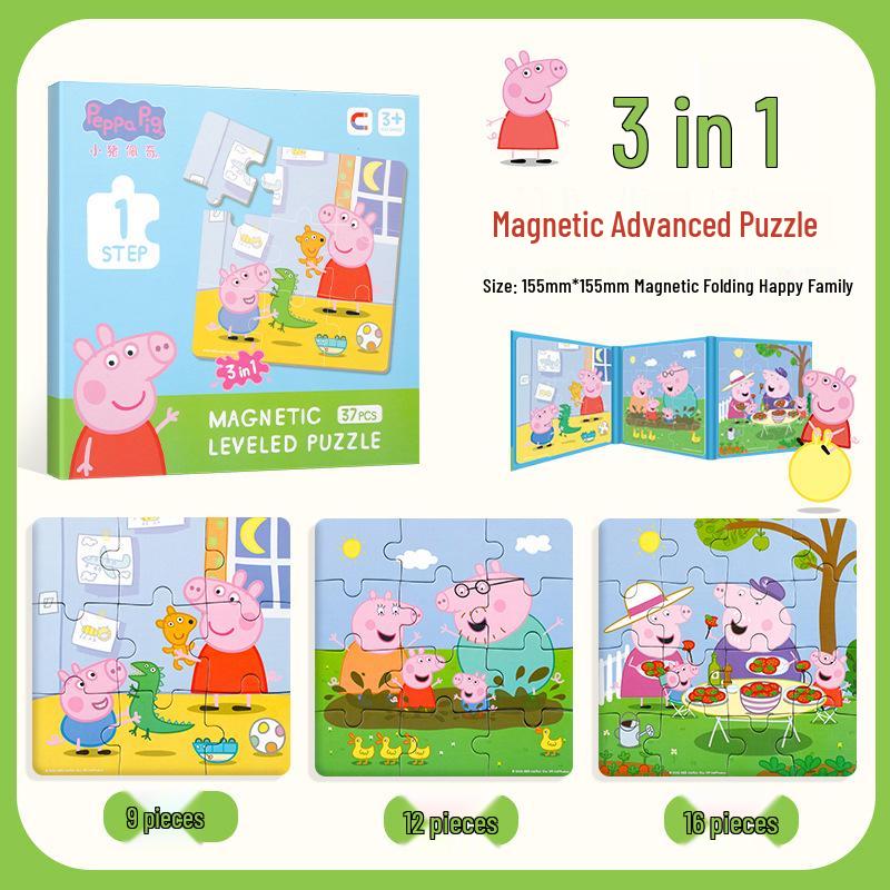 Peppa Pig Magnetic Puzzle for Kids Ages 3-6 - Educational Flat Puzzle Board for Early Learning