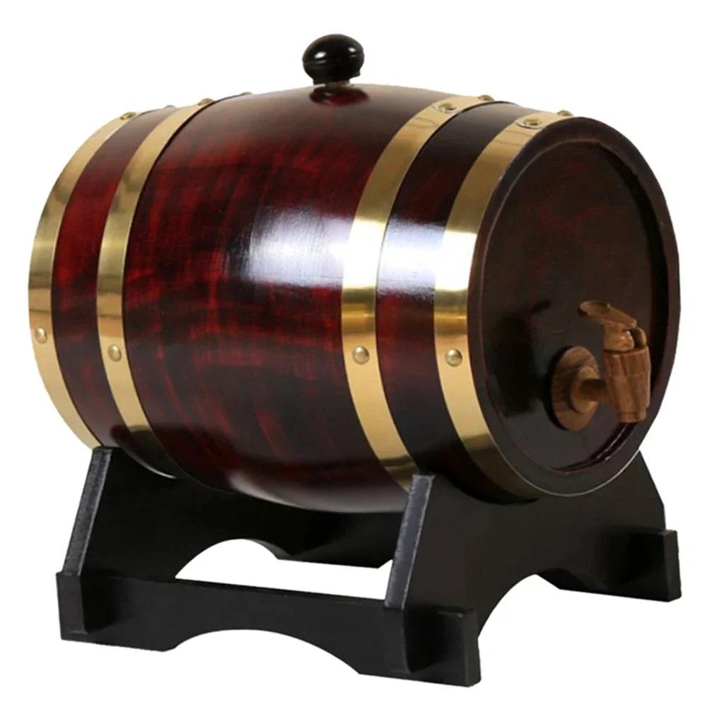 1,5 l/3 l Drewniana beczka Retro Beczka po whisky Wiadro na czerwone wino Pojemnik do przechowywania o dużej pojemności z kranem Akcesoria do wyrobu wina