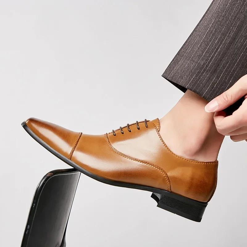 2024 Genuine Leather Men Formal Shoes 2024 High Quality Leather Shoes for Men Business Classic Office Party Wedding Dress Shoes