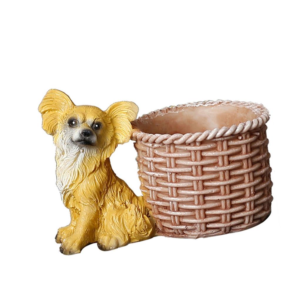 Puppy Figurine Flowerpot for Windowsills Desktops Decorative Planter Flower Basket Home and Office Decoration Use