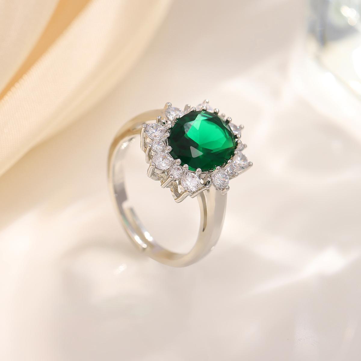 Модное кольцо Снежинка Кольцо-подсолнух Модное Элегантное Снежинка Цветное Живое Кольцо изумрудный