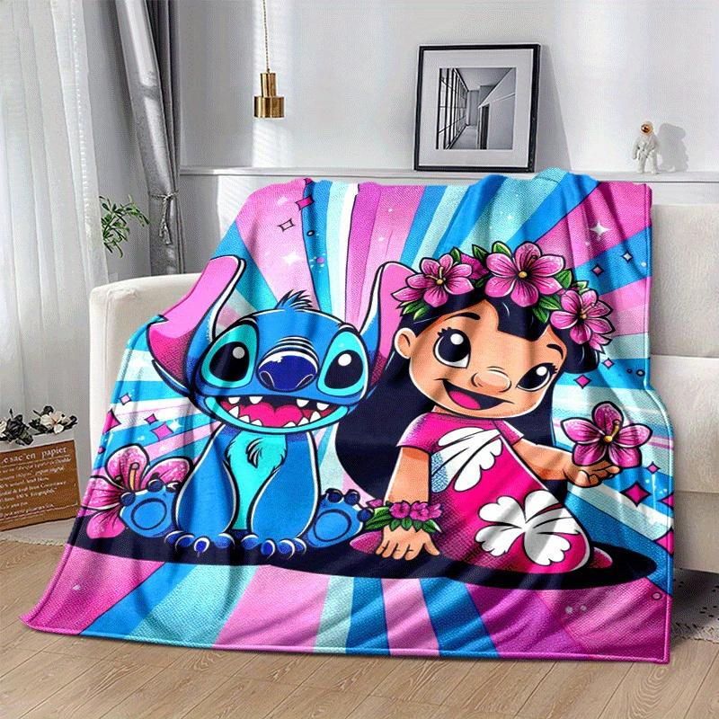 1pc Stitch Printing Blanket - Soft, All-Season Throw for Living Room, Beroom,Personalize Gift with Aorable Cartoon Esign