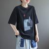 T-shirt for Women Summer Cotton Pullover Shirt Soft Loose Printed Casual Comfortable Short-sleeved Top