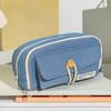 Pencil Case Large Capacity Oversized Pencil Case with 3 Compartments Button Cotton Rope Decoration Student Stationery Storage Pencil Case