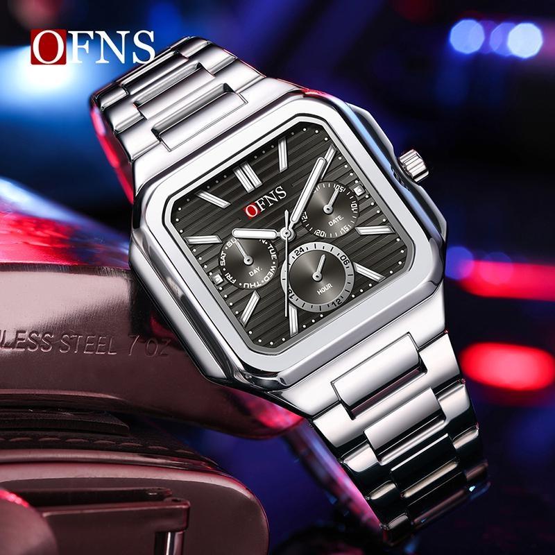 OFNS Fashion Men's Quartz Watch Elegant Clock Calendar Luminous Wristwatch Business Casual Watches